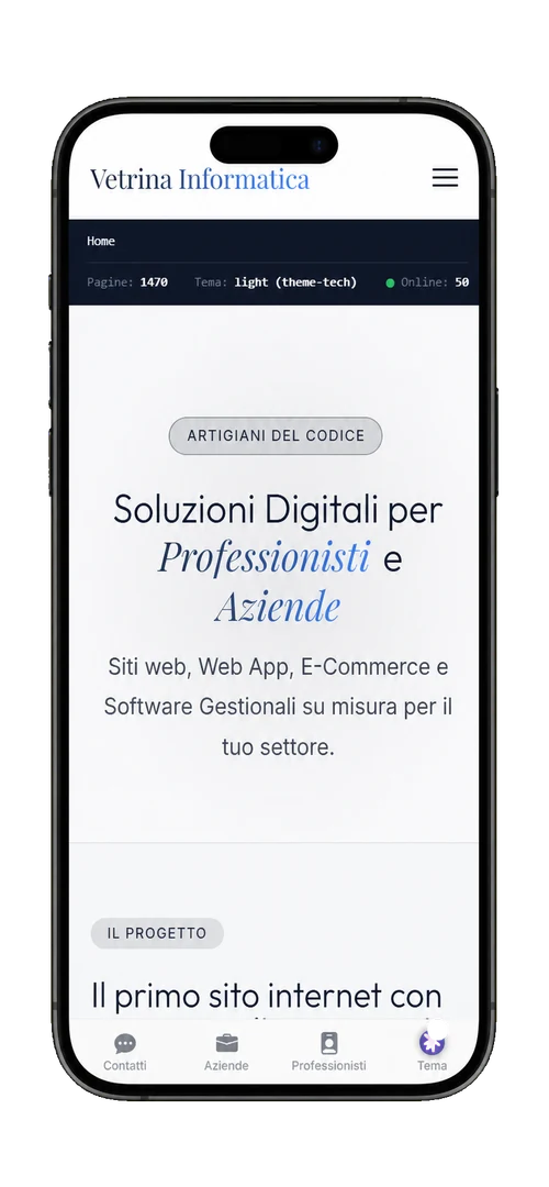 Vetrina Informatica homepage shown on a smartphone