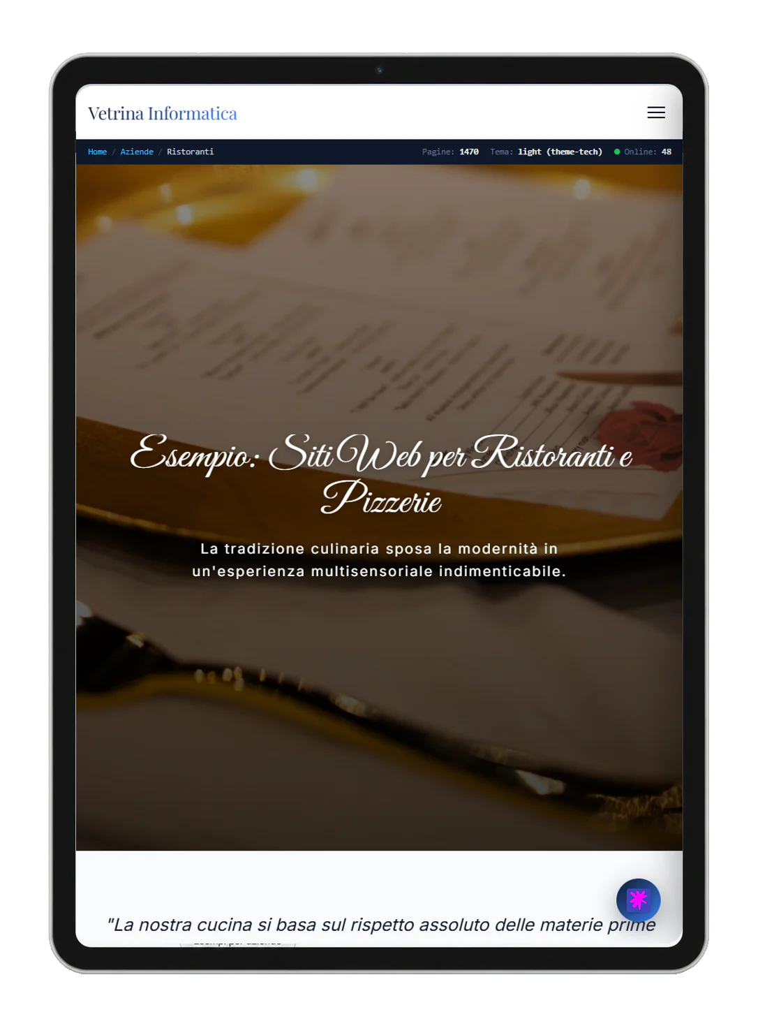 Tablet example: Restaurants & Bistros