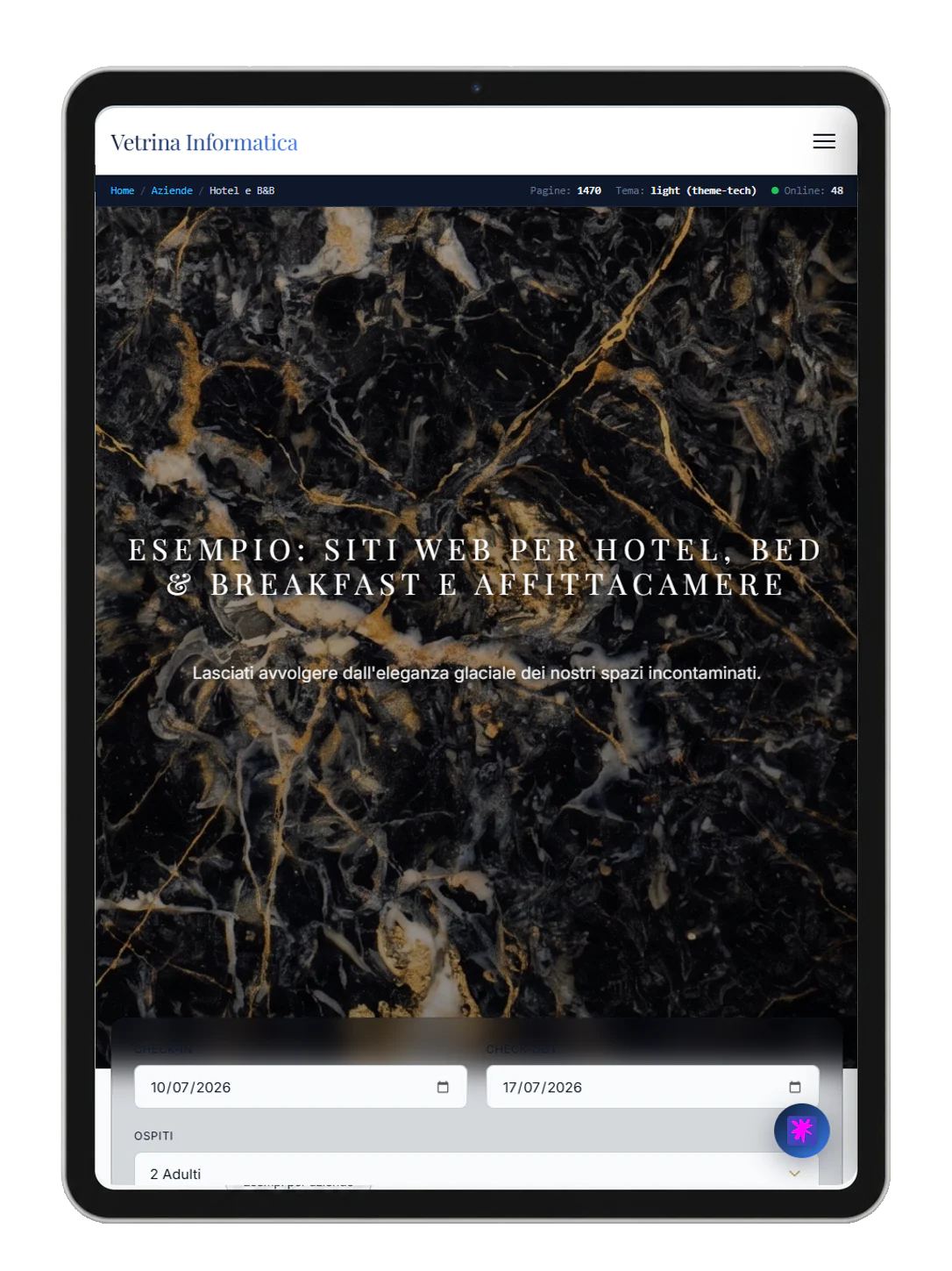 Tablet example: Hotels & B&Bs