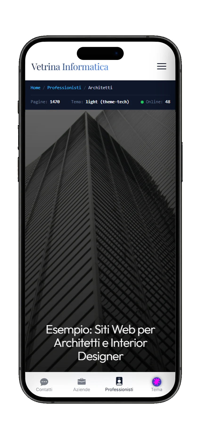Mobile example: Professional Websites