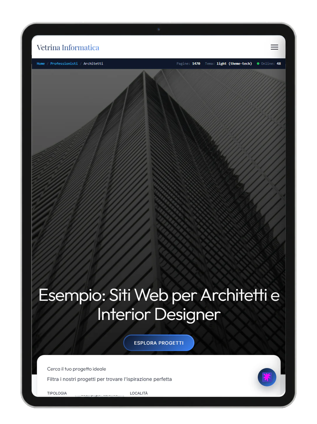 Tablet example: Professional Websites