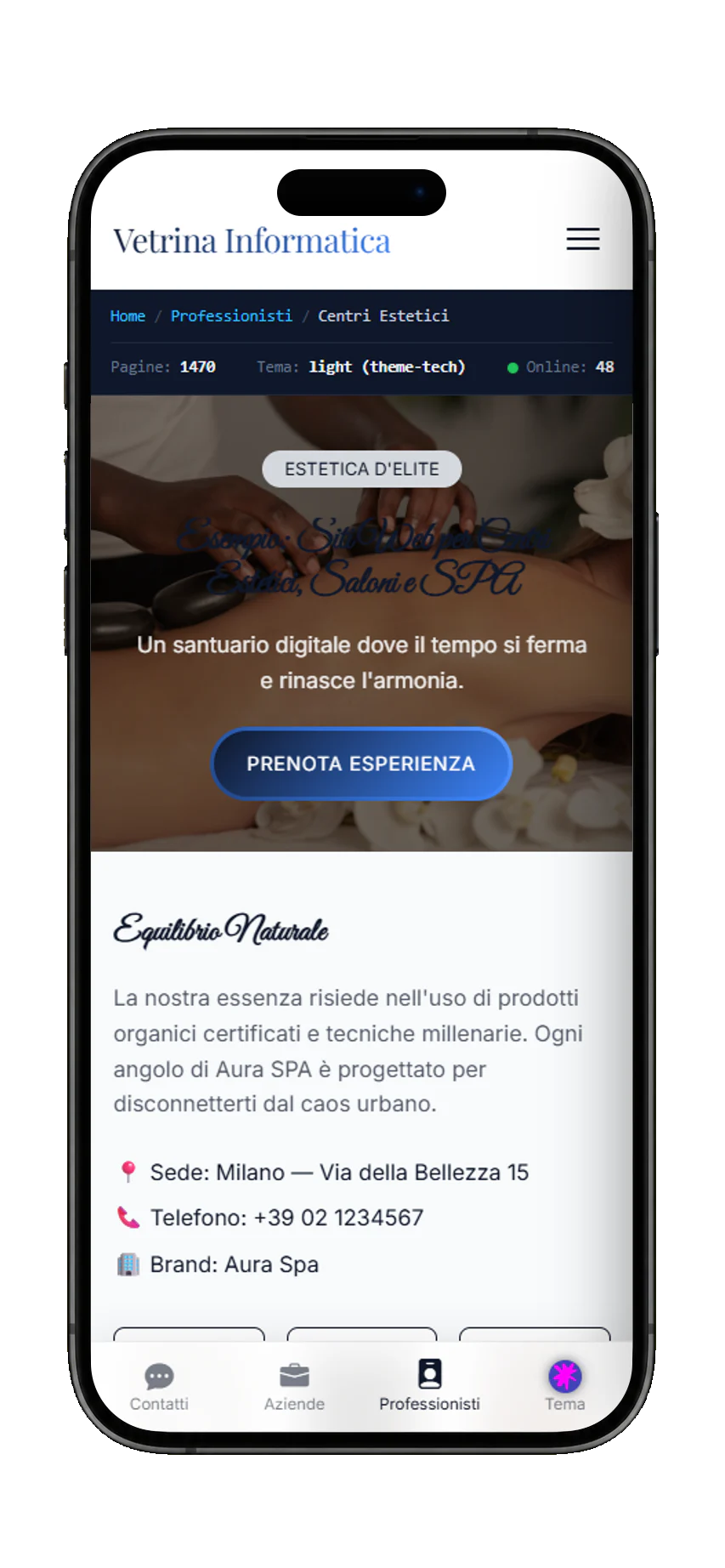 Mobile example: Beauty Centers and SPAs