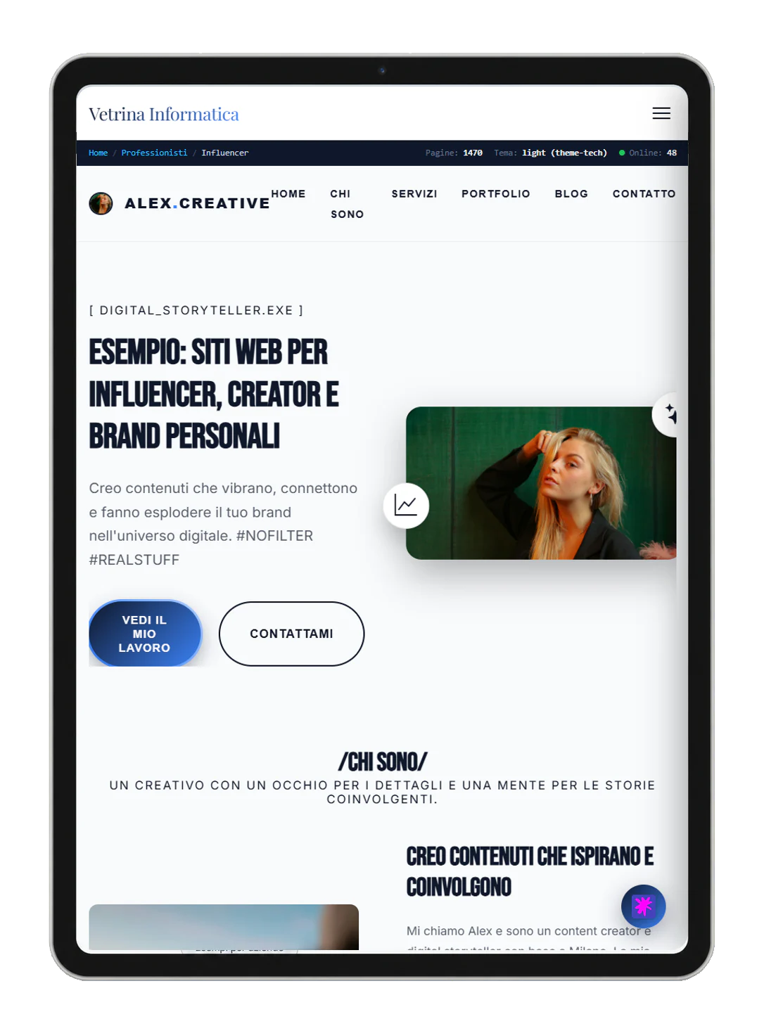 Tablet example: Influencers and Content Creators