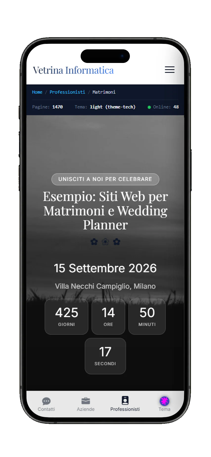 Mobile example: Weddings and Ceremonies